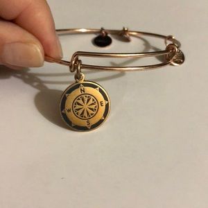 Alex and Ani Compass Dangle Bangle Rose Gold